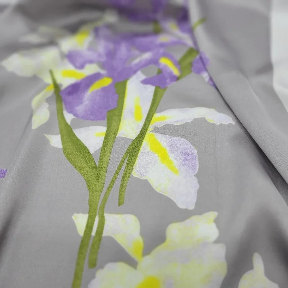 Floral Elegant Women Scarf Bandana Green Purple Vintage Silk Appaerance Top